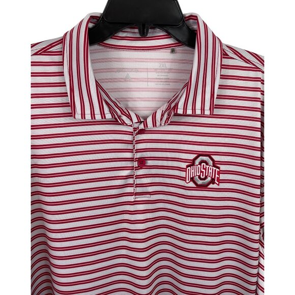Antigua Ohio State Buckeyes Mens Size 2XL Red Turn Stripe Short Sleeve Polo OSU - Picture 3 of 9